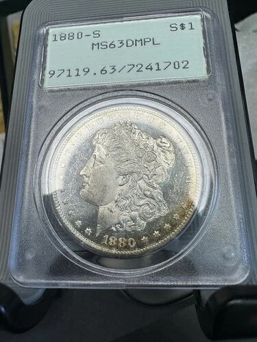 1880-S 1ドル モルガン・ダラー - PCGS MS-63 DMPL、ラトラーホルダー、PQジェム、トーン加工