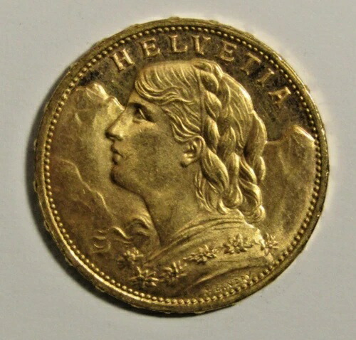 1915 B スイス 20フラン 金貨 KM#35.1