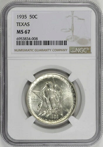 1935年 テキサス ハーフダラー 50セント NGC MS67 クラシックシルバー記念金貨 [BN008]