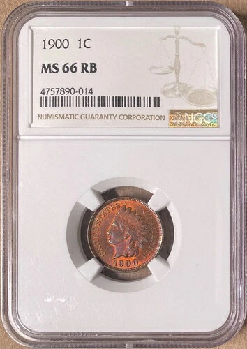 1900 NGC MS66 RB インディアンヘッド セント 1セント