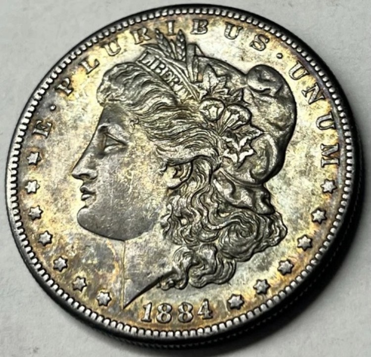 1884-S モルガン銀貨 *素晴らしい色調*