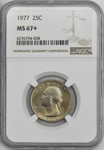 1977年ワシントンクォーター25セント MS67+ NGC 945353-49