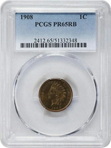 1908年プルーフインディアンヘッドセントPCGS PR65 RBペニーコイン送料無料迅速発送