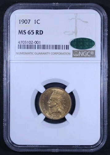 1907年インディアンヘッドセント - 1セント NGC MS65 RD CAC ? - レッド - 素晴らしい例｜WORLD RESOURCE【KING店】