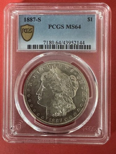 1887-S モルガン銀貨 金盾 PCGS MS64 718064/43952144｜WORLD RESOURCE【KING店】