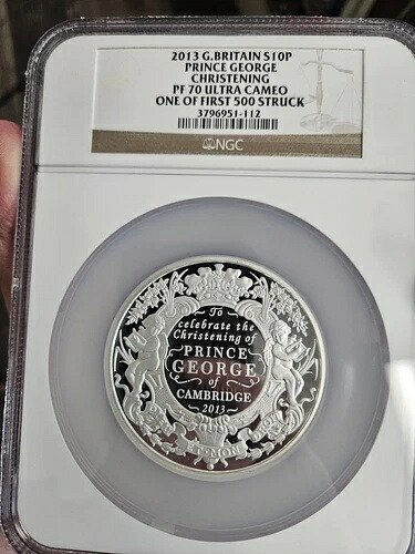 2013年 英国 銀貨 10ポンド ジョージ王子洗礼式 PR70 Ultra CAM NGC