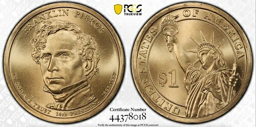 2010-D フランクリン・ピアース 大統領記念 1ドル、POS A、PCGS MS67 378018 - トップポップ