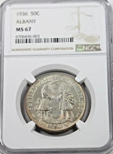 1936年アルバニー記念銀貨ハーフドル：NGC MS67