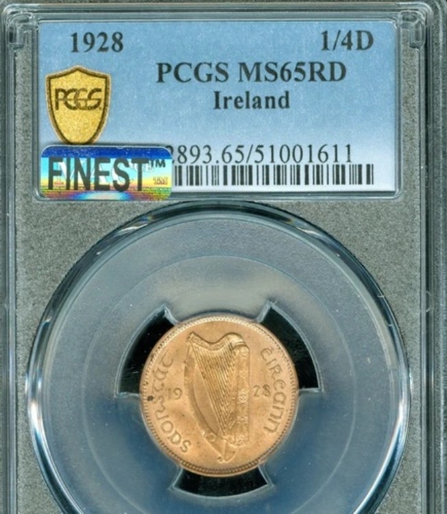1928年アイルランド ファージング PCGS MS65 RD MAC 最高級グレード 希少。｜WORLD RESOURCE【KING店】