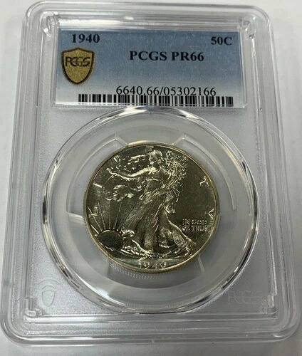 1940年ウォーキング・リバティ・ハーフダラー ~ PR-66 PCGS ~ ゴールドシールドラベル ~ ゴールデントーン