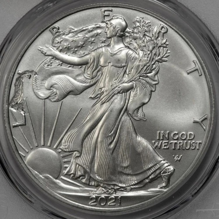2021年 PCGS MS68 ストラックスルー タイプ2 シルバーイーグルドル エラードロップ ハンカチ