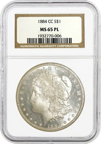 1884年CCカーソンシティ1ドルモルガン銀貨NGC MS65 PLプルーフライクコイン