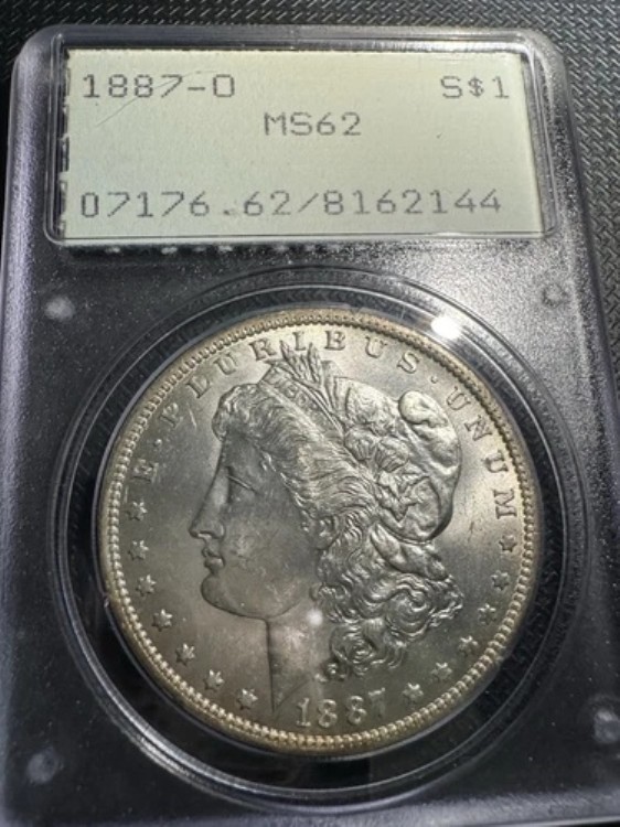 1887-O モルガン銀貨 PCGS ラトラー MS-62 良品