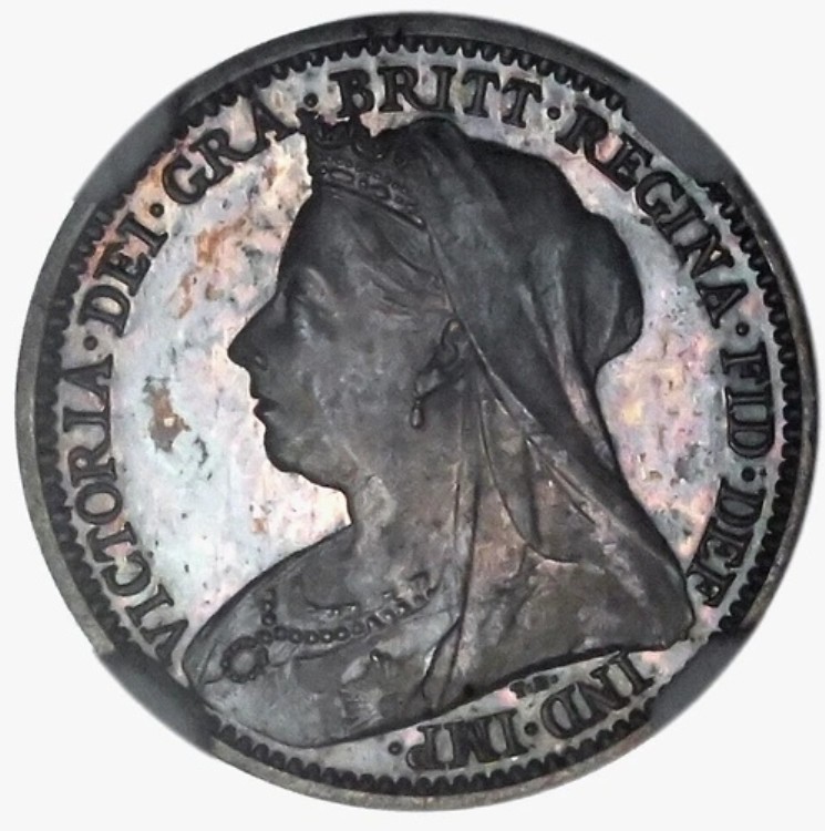 イギリス プルーフ 3ペンス 1893 NGC PF65 「ヴィクトリア」