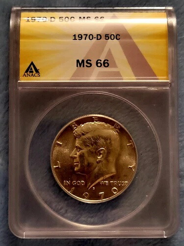 1970 D - 50C - MS66 - ANACS - トーン加工 ケネディ ハーフダラー #5249780 274,725円