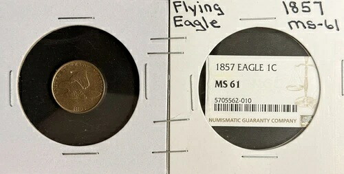 1857年 フライングイーグルセント - ミントステート *クラックアウト* ( 40486 )