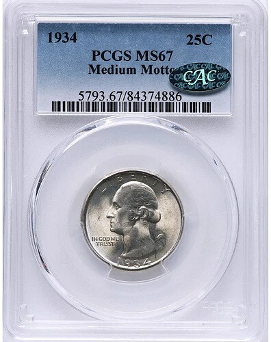 1934年ワシントンクォーター PCGS MS67 CAC