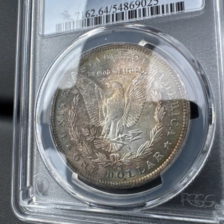 1885-O モーガン 1ドル PCGS CAC MS4+ 光沢レインボートナー mikesartifacts ビデオ