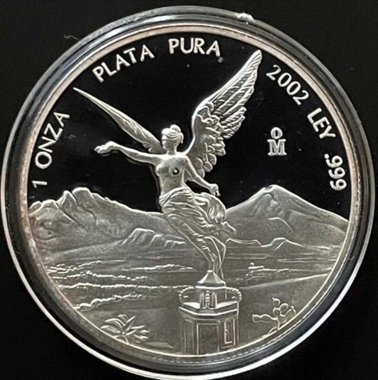 2002年メキシコ1オンス銀貨リベルタッドプルーフ - 3,800枚鋳造