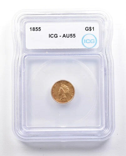1855年 1ドル インディアン プリンセスヘッド ゴールドドル AU55 ICG *4794｜WORLD RESOURCE【KING店】
