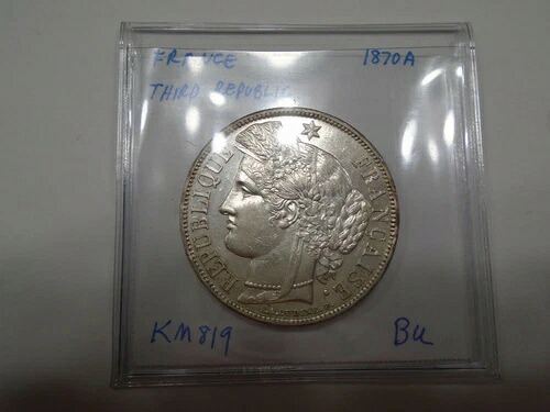 フランス 1870 第三共和政 銀貨 5フラン KM 819 BU