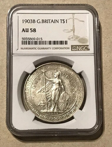 イギリス - 1903-B 大型銀貿易ドル (NGC AU 58)