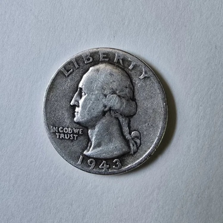 1943年 DDO ワシントン クォーターコイン 通貨 銀貨 未鑑定 米国 ミントマークなし