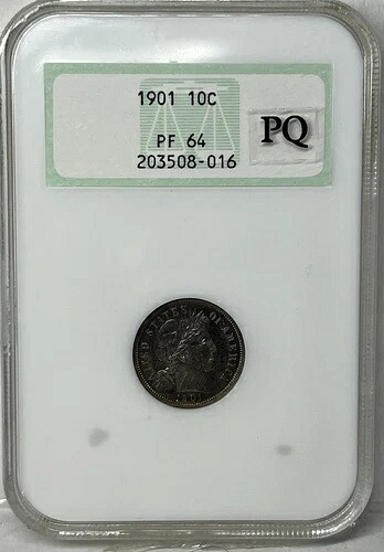 1901年プルーフ・バーバー・ダイム、NGC PF64、美しい紫色！非常に鮮明、PQコイン｜WORLD RESOURCE【KING店】