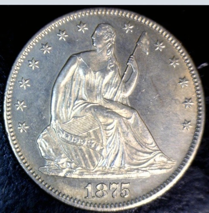 1875 BU+ / CH BU 着席型ハーフドル銀貨 美しい光沢 初期ロット #5 NR