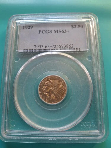 1929年 2.5ドル インディアンクォーターイーグル金貨 PCGS MS63+