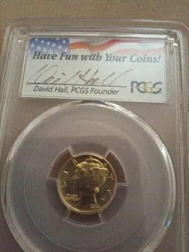 2016-W ゴールド マーキュリー ダイム 100周年記念 ファーストストライク PCGS SP70 デビッド・ホール COA