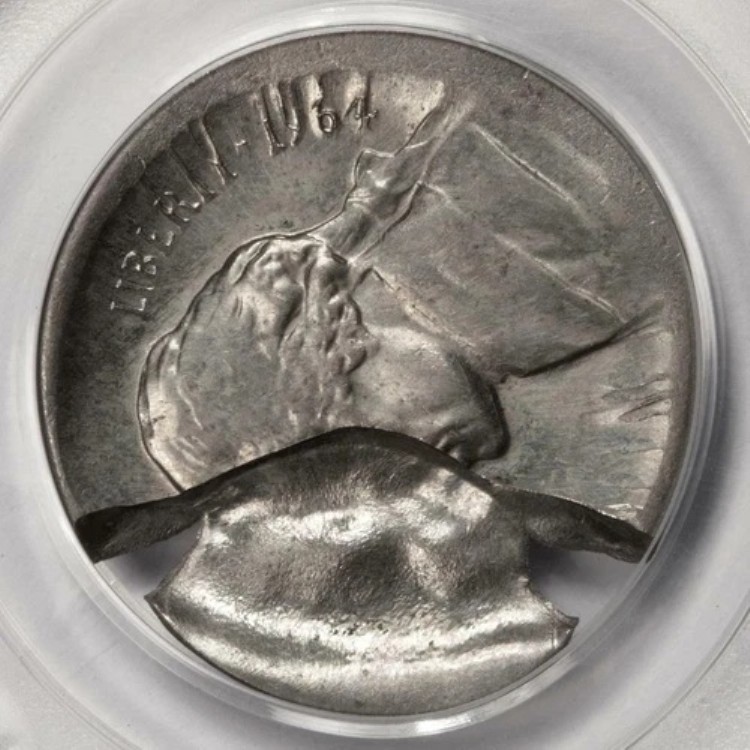 1964年 PCGS MS64 ラージマッシュルーム 25%インデント ブロードストラック ニッケル ミントエラー