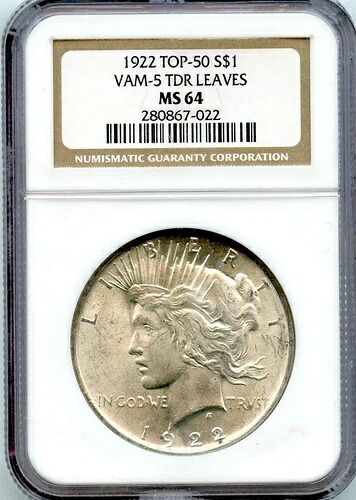 C3265- 1922 VAM-5 TDR ピースダラー NGC MS64 トップ50入り - NGC POP 6/2