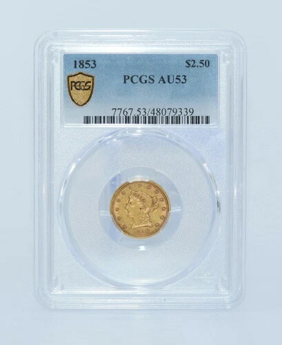 1853年 2.50ドル リバティ金貨 PCGS AU53