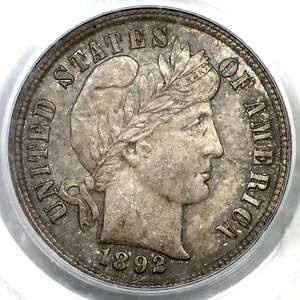1892年 PCGS MS 64 バーバーダイム銀貨 10セント｜WORLD RESOURCE【KING店】