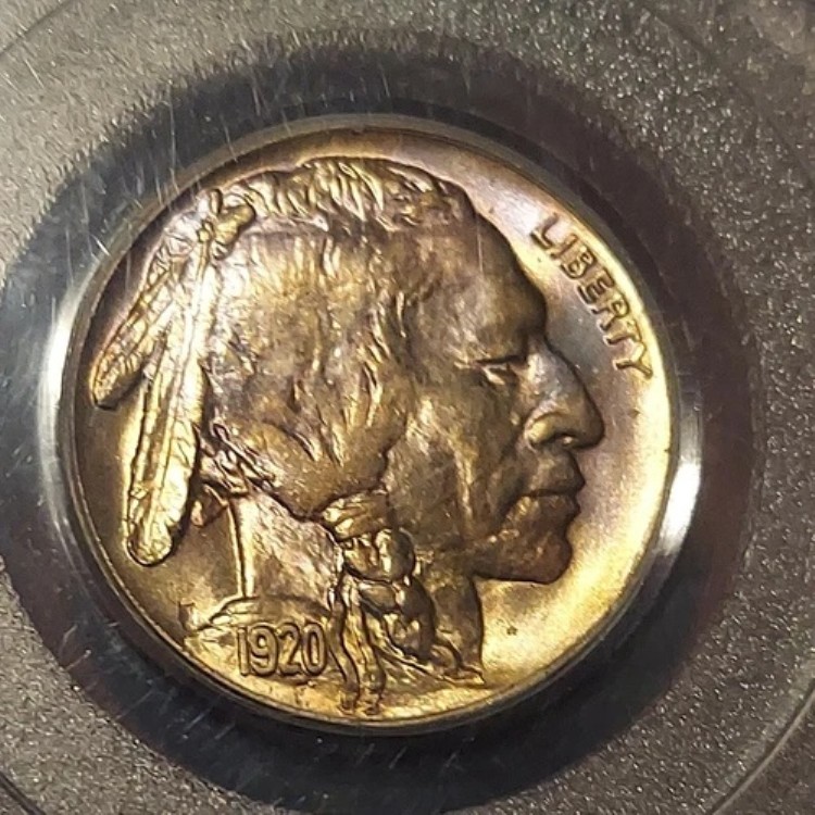1920年製 バッファローニッケル OGHトーン PCGS MS 64