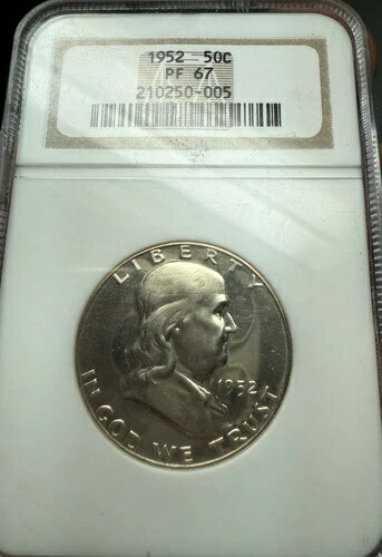 1952年 ベンジャミン・フランクリン プルーフ ハーフダラー NGC PF 67 CV 1050ドル (6924098-003)
