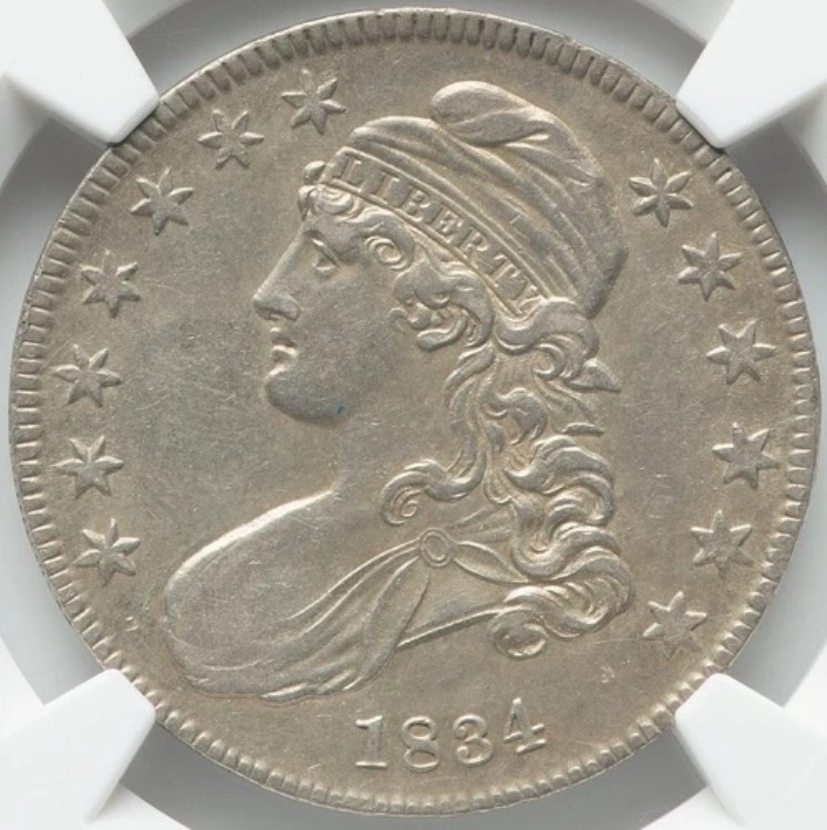 キャップドバスト・ハーフダラー 1834年 SL SD、NGC AU-55！美しい光沢のあるPQ品！｜WORLD RESOURCE【KING店】
