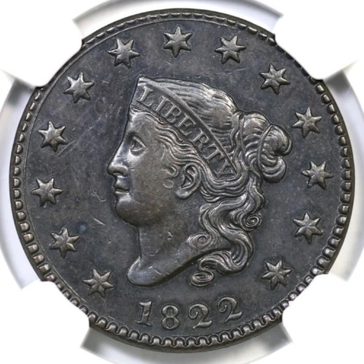 1822 N-6 R-3 NGC AU 詳細 マトロンまたはコロネットヘッド ラージセントコイン 1セント