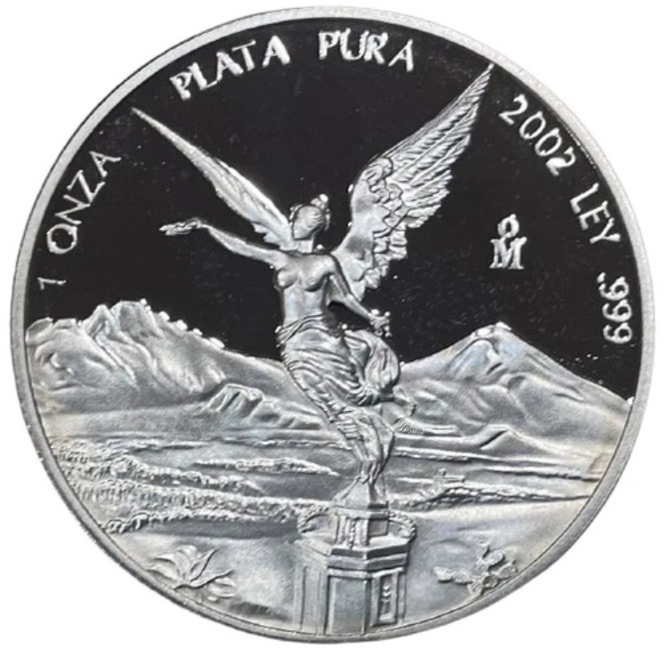 2002年メキシコ1オンス銀貨リベルタッドプルーフ - 3,800枚鋳造 キーデート
