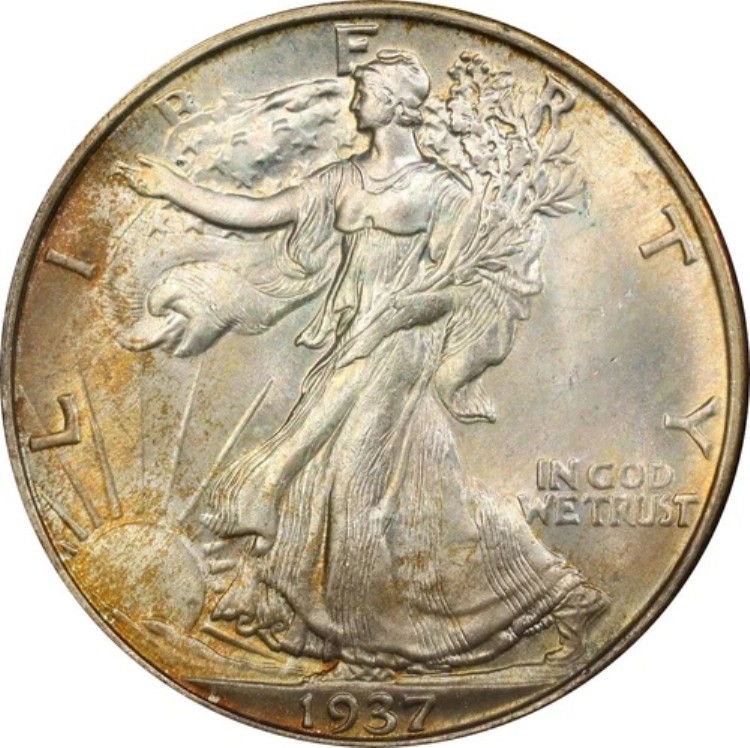 1937年 MS66+ ウォーキング・リバティ・ハーフダラー、PCGS 48567278