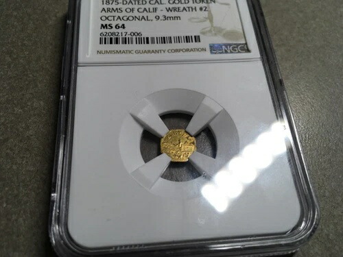 1875年 カリフォルニアゴールド 紋章 カリフォルニア リース #2 八角形 NGC MS64 274,725円