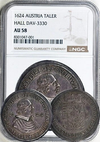 オーストリア、レオポルド大公 1624年ターレル/ターレル NGC AU-58。希少な状態、色調良好！｜WORLD RESOURCE【KING店】