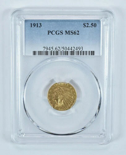 1913年 2.50ドル インディアンヘッド ゴールド クォーターイーグル MS62 PCGS *9061｜WORLD RESOURCE【KING店】
