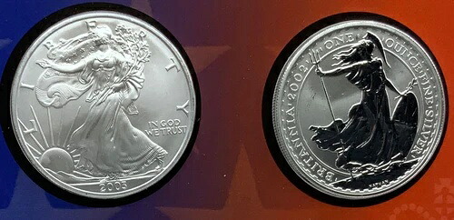 2003年 アメリカ合衆国 ウォーキング・リバティ 英国 ブリタニア 銀貨 2枚セット i114741|WORLD RESOURCE【KING店】