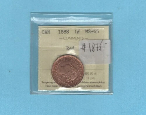 カナダ; 1888年製ラージセント、フルジェム、オリジナル光沢100%。ICCS-65。推定価格:1875ドル