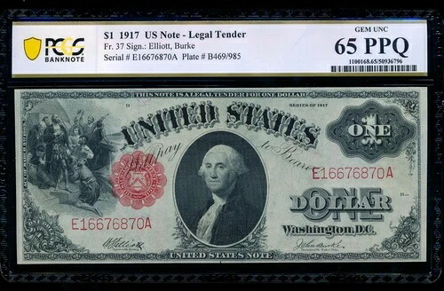 AC Fr 37 1917 $1 法定通貨 PCGS 65 PPQ 宝石未流通!!!|WORLD RESOURCE【KING店】