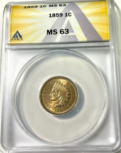 1859年 1年型 インディアンヘッド銅ニッケルセント ANACS MS63グレード 美しい光沢|WORLD RESOURCE【KING店】