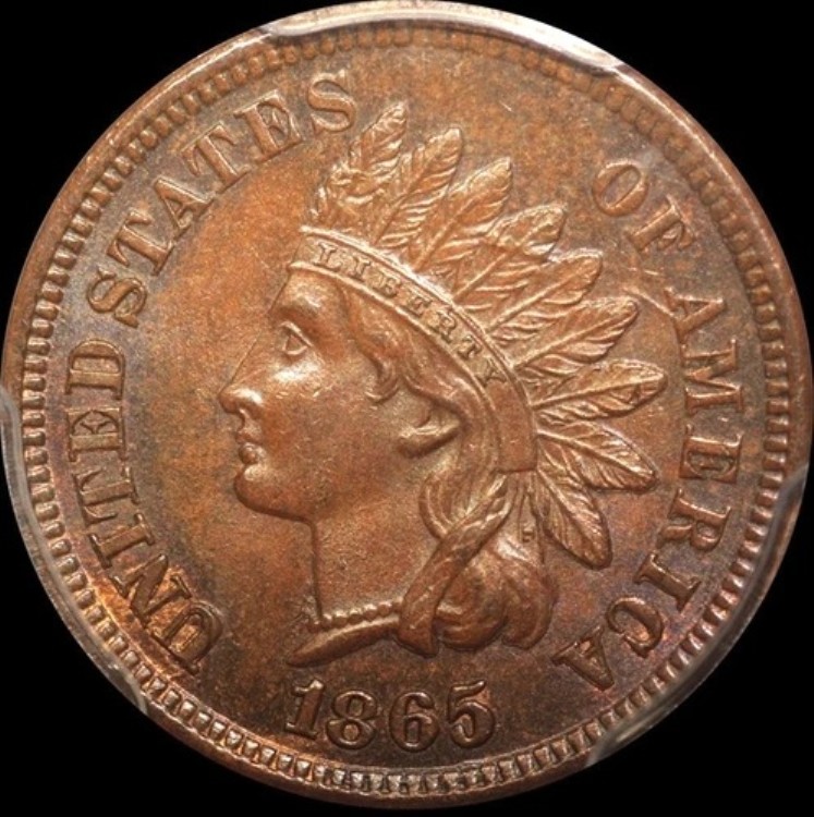 1865年製インディアン・セント・プレーン5 - PCGS S-2、MS64BN。S-2ブラウンの最高値｜WORLD RESOURCE【KING店】