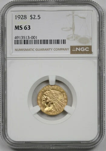 1928年 2.5ドル NGC MS 63 インディアンヘッド ゴールド クォーターイーグル